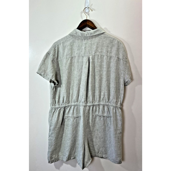 C&C California Women's Linen Jumpsuit Shorts Size XL Gray Minimalist Beachy Airy - Picture 2 of 12